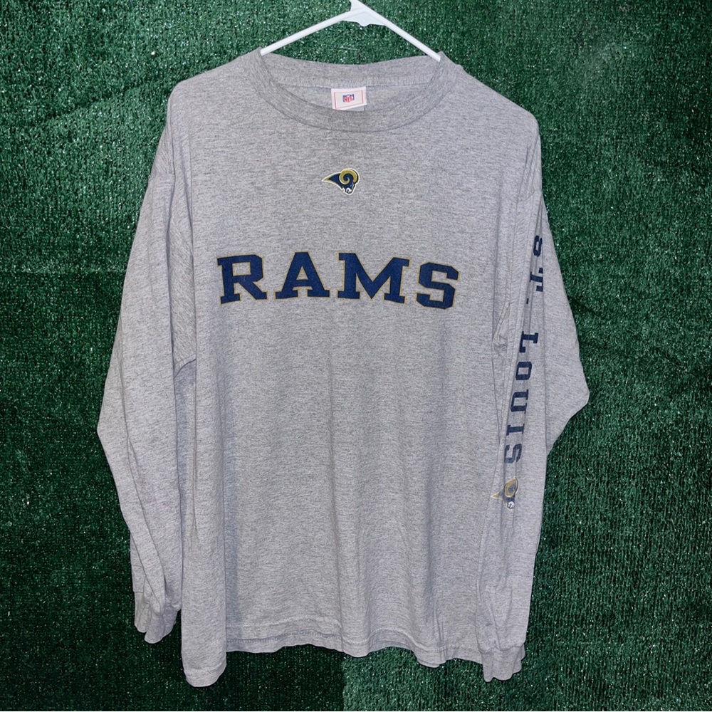 vintage Y2K St Louis Rams Gray Longsleeve Shirt L NFL tag STL LA